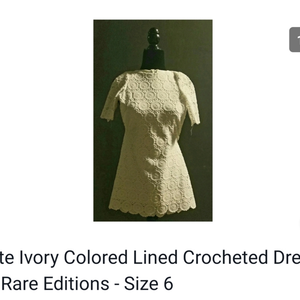 Ivory lined crocheted girls dress by Rare Editions